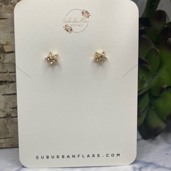 Jewelry - Rock Stud Earrings- Gold